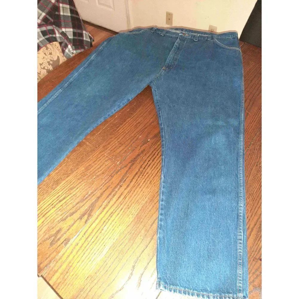 EUC Men's 46x30 Blue Rustler Denim Blue Jeans Casual Cotton Pants Straig…